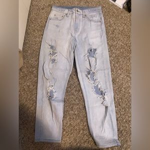 Straight leg light wash jeans